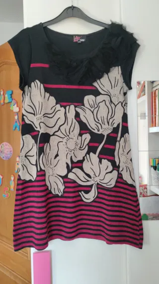 Vestido YUMI Lana Flores Rayas T. S-M