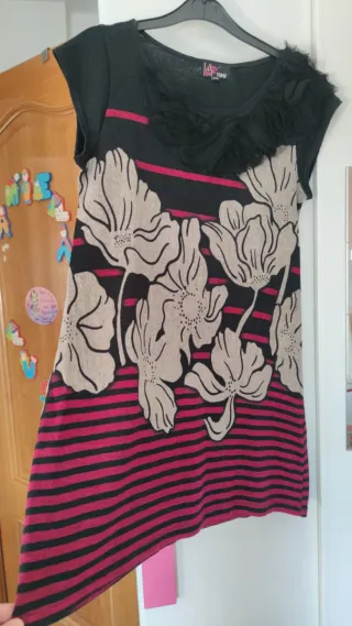 Vestido YUMI Lana Flores Rayas T. S-M