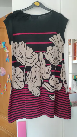 Vestido YUMI Lana Flores Rayas T. S-M