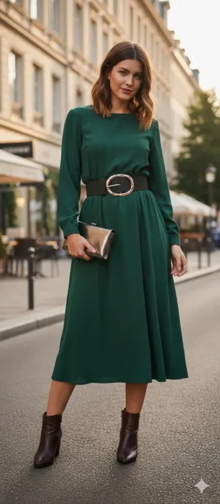 Cinturón ancho dorado y verde 80cm