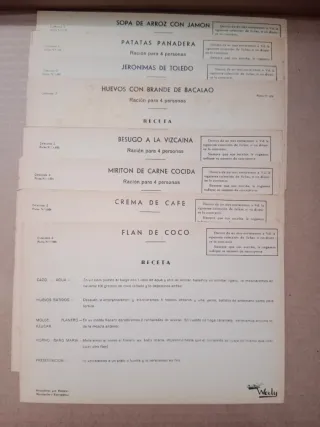 Fichas de cocina Waly Colección S y Z y Recetario.