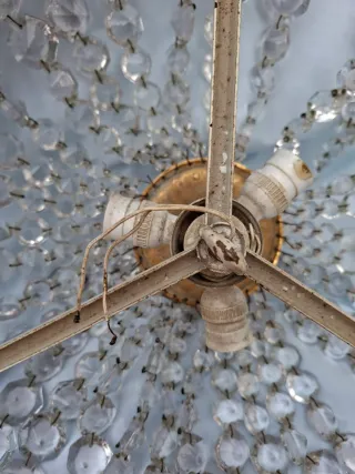 Lámpara araña vintage cristal y metal