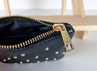 Monedero Tachuelas de Piel Genuina-Made in Italy