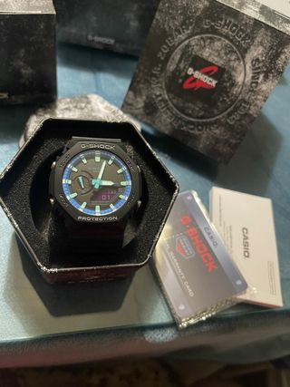 Casio G-Shock Negro y Azul GA-2100