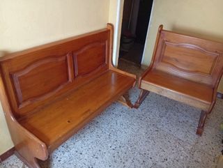 Banqueta de madera maciza
