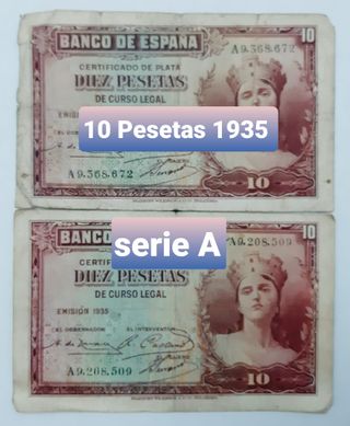 10 Pesetas 1935 Serie A