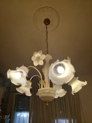 Lampadario vintage floreale 5 luci