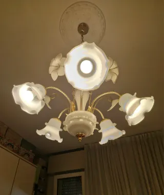 Lampadario vintage floreale 5 luci