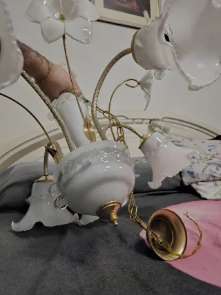 Lampadario vintage floreale 5 luci