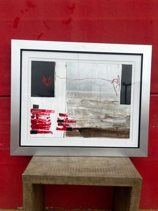 Quadri astratti argento e rosso