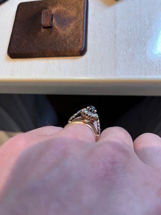 Anillo Lady Di Zafiro y Diamantes Antiguo