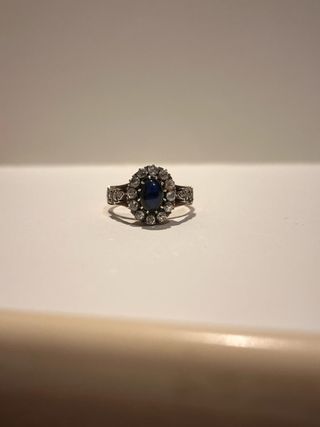Anillo Lady Di Zafiro y Diamantes Antiguo