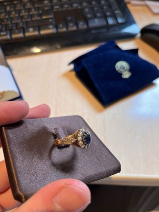 Anillo Lady Di Zafiro y Diamantes Antiguo