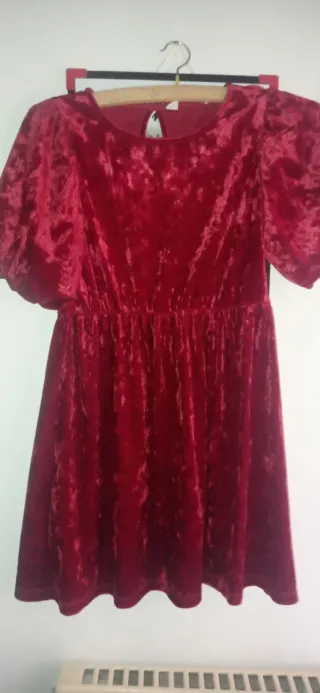 Abito elegante H&M bimba rosso velluto