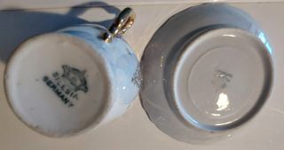 Set caffè vintage antico Silesia 1920 con 6 tazze, zuccheriera