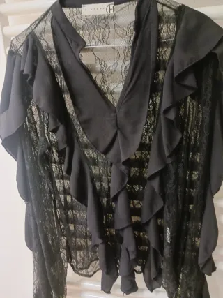 Camicia pizzo nera Haveone