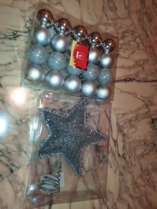 Lotto nuovo accessori x albero di Natale argento