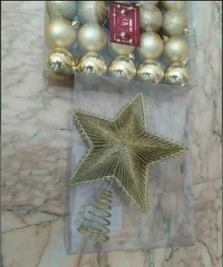 Lotto nuovo accessori x albero di Natale oro