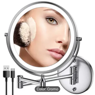 Specchio da parete argentato con luce LED