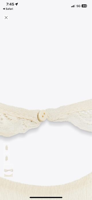 Top halter Zara encaje beige colección actual