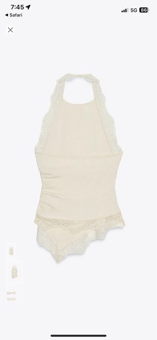 Top halter Zara encaje beige colección actual