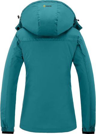 GEMYSE - Chaqueta de esquí de montaña impermeable para mujer, forro polar resistente al viento, abrigo de invierno con capucha (negro, XL)