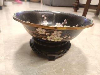 Ciotola cloisonné fiore e uccello