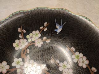 Ciotola cloisonné fiore e uccello