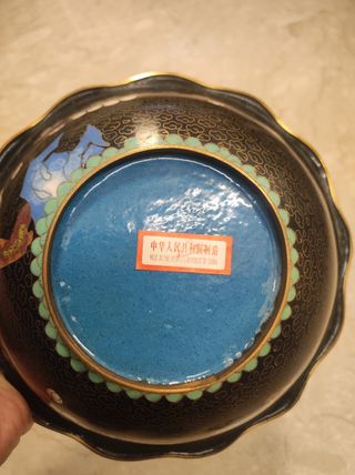 Ciotola cloisonné fiore e uccello