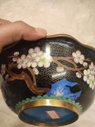 Ciotola cloisonné fiore e uccello