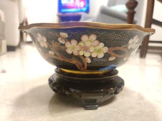 Ciotola cloisonné fiore e uccello
