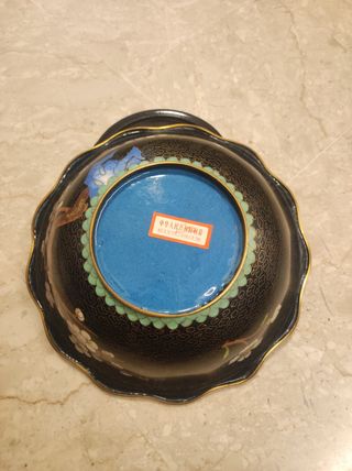 Ciotola cloisonné fiore e uccello