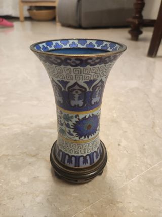 Vaso Cloisonné Blu con Base
