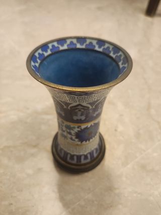 Vaso Cloisonné Blu con Base