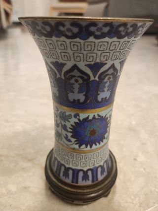 Vaso Cloisonné Blu con Base
