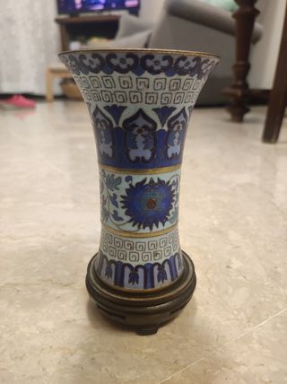 Vaso Cloisonné Blu con Base