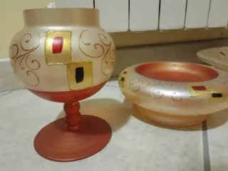 Set centrotavola in vetro decorato