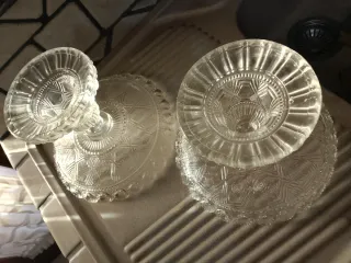 Coppia Alzatine in Vetro Decorato