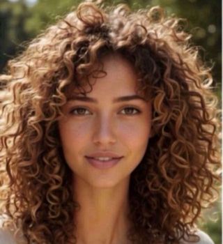 Impactante Peluca rizada castaña y rubia