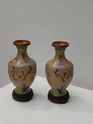 Coppia vasi cinesi cloisonné vintage
