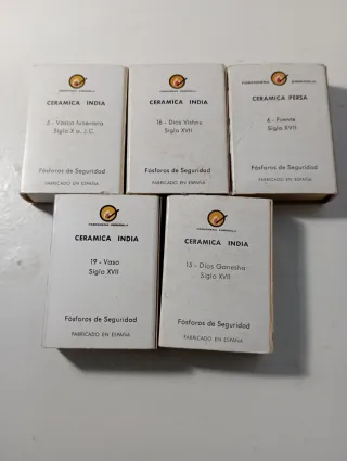 5 Scatole di fiammiferi in ceramica indiana