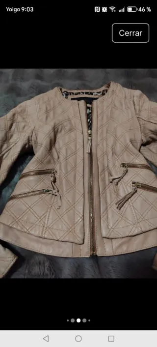Chaqueta Biker Zara Piel Cordero Beige s