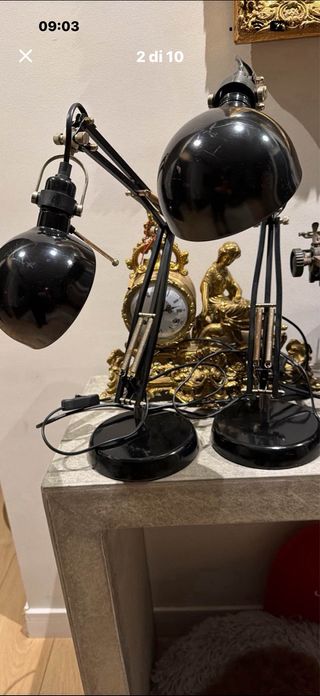 Coppia Lampade Vintage Nero/Oro