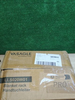 Porta Asciugamani VASAGLE a Piedi, Libreria Pieghevole con 4 Ganci, Borsa in Tessuto, 98,6 cm di Altezza, per Camera da Letto, Soggiorno, Bagno, Bianco Perla e Marrone Cammello LLS020W01