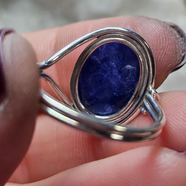 Anillo Plata 925 Zafiro Azul Ovalado
