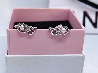 Pendientes Pandora Nudo Infinito Rosa Plata
