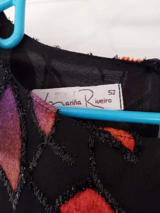 Camisa fiesta negra multicolor talla 52