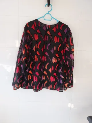 Camisa fiesta negra multicolor talla 52