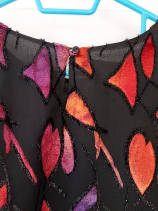 Camisa fiesta negra multicolor talla 52