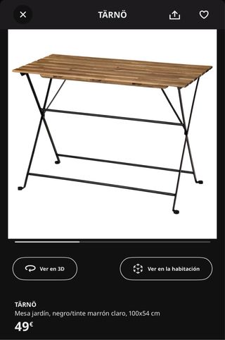 Mesa Plegable Jardín Tarno Ikea Madera Metal